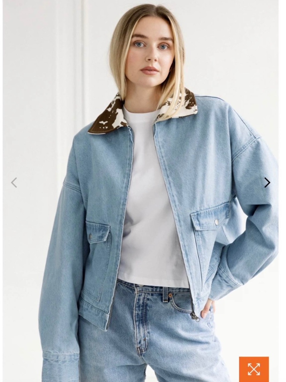 Denim Jacket with Cow print
